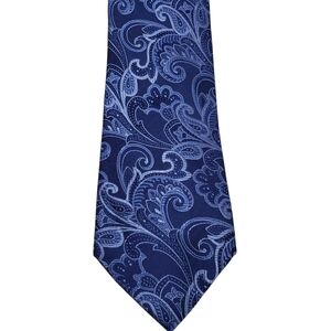 New Geoffrey Beene Silk Dark Blue Light Blue Paisley Tie
